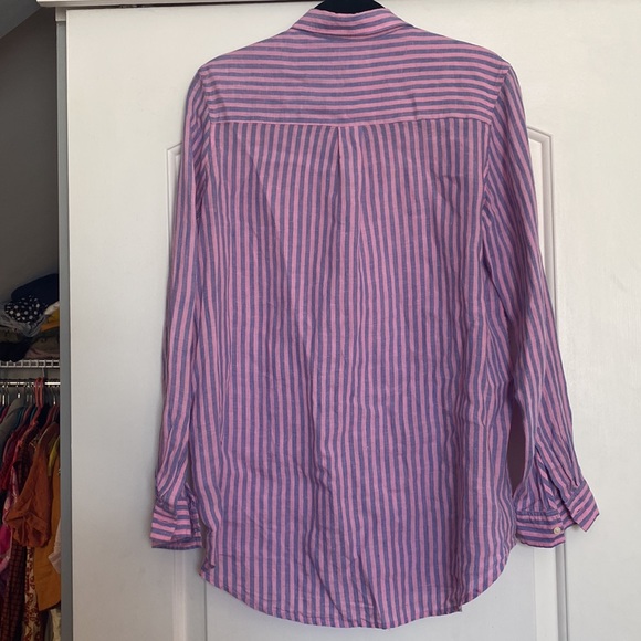 Gap Linen button down Boyfriend Fit oversized small striped long sleeved shirt! - Picture 3 of 11